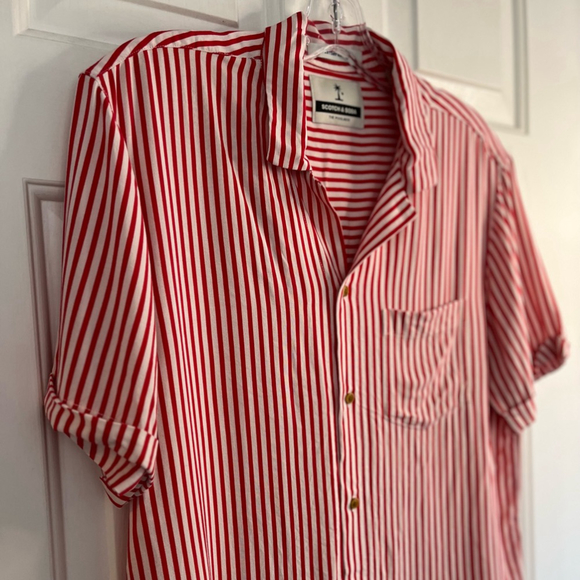 SOLD SCOTCH & SODA Striped Hawaiian Button Down Shirt Size Medium Large Unisex - Picture 3 of 13